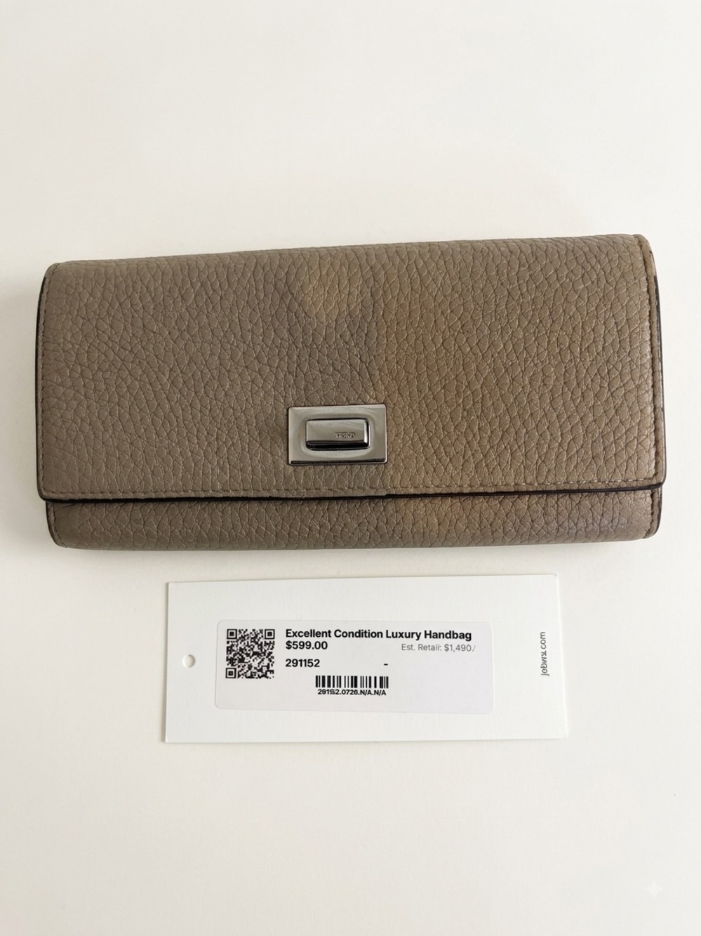 Fendi Peekaboo Continental Wallet in Taupe/Greige  Pebbled Calfskin Leather
